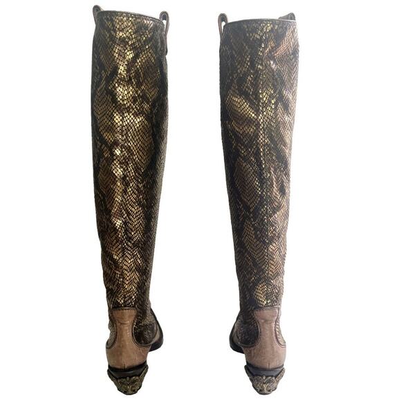 Giuseppe Zanotti Vintage Snakeskin Leather Western Thigh-High Boots – Size 8 - Picture 4 of 8
